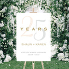 Luxury Personalised Silver Wedding Anniversary  Party Welcome Sign