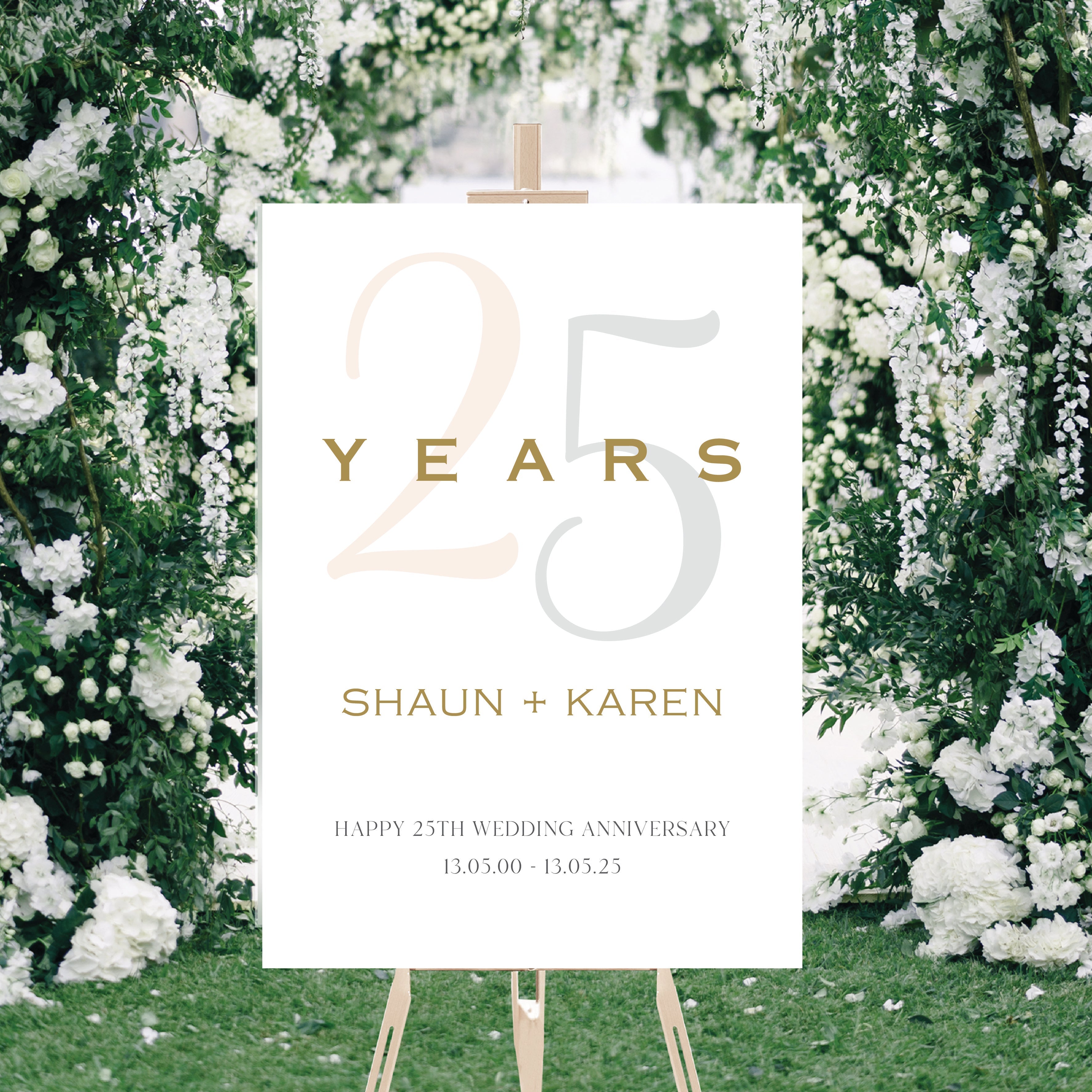Luxury Personalised Silver Wedding Anniversary  Party Welcome Sign